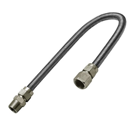 Flextron Gas Line Hose 5/8'' O.D. x 30'' Length 3/4" FIP x MIP Fittings, Stainless Steel Flexible Connector FTGC-SS12-30P